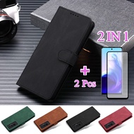 2 IN 1 Tecno Pova 5G LE8 Leather Case With Tempered Ceramic Protector Screen Curved Tempered Film