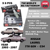 NGK Premium RX Spark Plug - Nissan Laurel C34 7th Gen 2.0L RB20E RB20DE 2.5L RB25DE RB25DET ( 1993 -