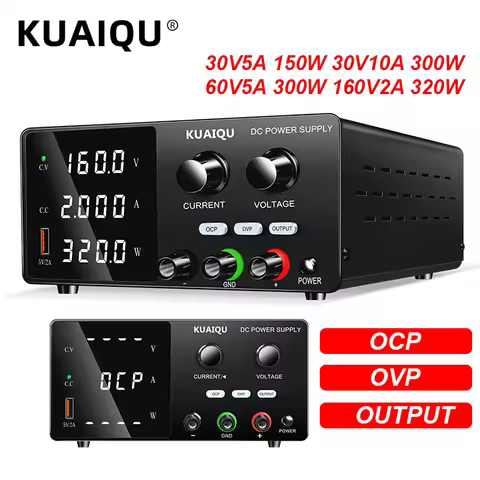 KUAIQU Factory 2024 Newest DC Lab Power Supply Titanium Anodized Motor Starts Short Killer OCP OVP A