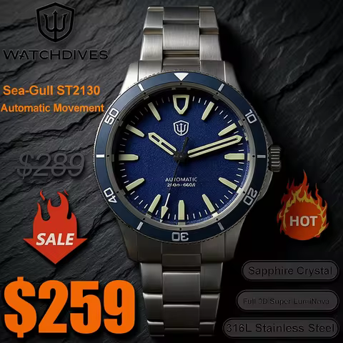 Watchdives Premier WD0019 Men Watch Sea-Gull ST2130 Automatic Movement Sapphire Ceramic Bezel 3D Hyp