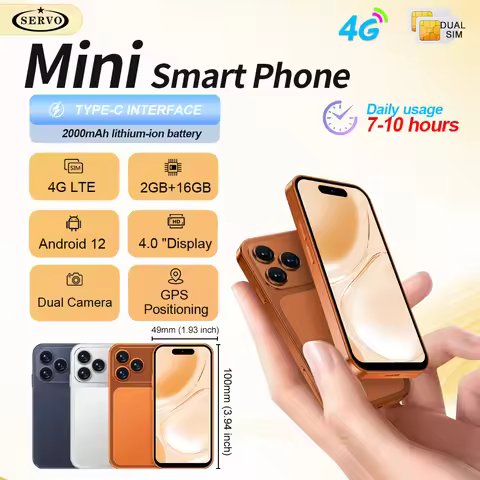 SERVO Android mini Smartphone 2GB+16GB 4G LTE Dual SIM 2000mAh Google Play Face Unlock 4.0" Display 