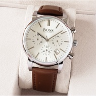 Boss Men's Watch Multifunctional Three-Eye Chronograph Leather Strap Casual Business Watch