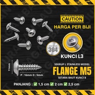 STAINLESS L-KEY SCREW, BODY FLANGE BOLT M5 || EQUIVALENT TO KEY BOLT 8 | LENGTH 1.5 | 2 | 2.5 CM