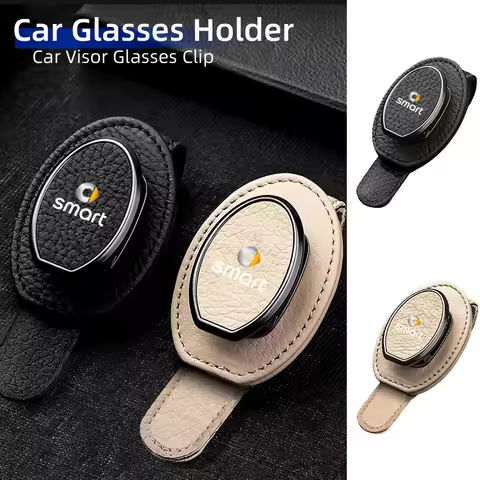 Car Sunglasses Holder Metal Leather Clip Auto Interior Accessories For Smart Fortwo 451 450 453 EQ F