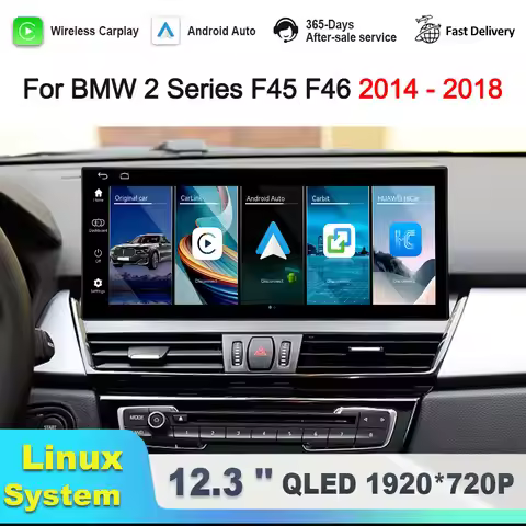 Car Radio Multimedia Player for BMW 2 Series F45 F46 2014 - 2018 NBT EVO Linux System Bluetooth Andr
