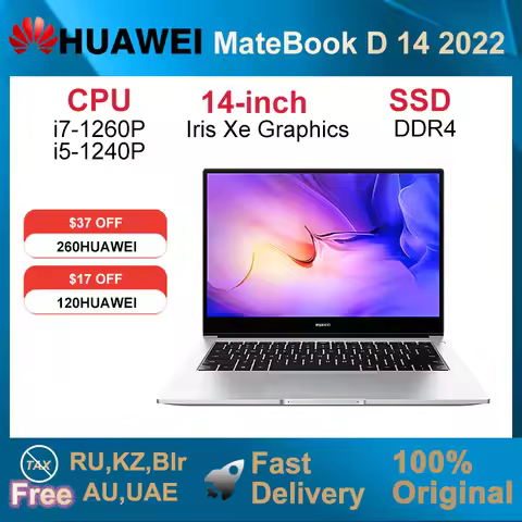 2022 HUAWEI MateBook D 14 Laptop 14 Inch Screen Notebook i5-1240P/i7-1260P 16GB 512GB Netbook With I