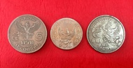 (เหรียญครุฑ 1 ชุด 3 เหรียญ)เหรียญครุฑ 1+5 บาท ครุฑ ผ่านการใช้งาน ยังสวย ปัจจุบันไม่มีใช้แล้ว