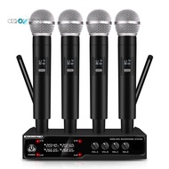 VM304 Audio 4-Channel Wireless Microphone System Handheld Mic 80M Range for Karaoke Speech Singing Portable Set EU Plug Easy to Use