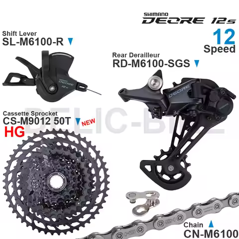 SHIMANO DEORE M6100 12speed Groupset with Right Shifter Rear Derailleur Chain Original and SUGEK 11-
