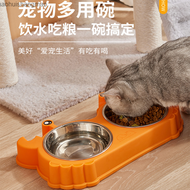 ชามให้อาหารสุนัข,ชามอาหารสุนัข,ชามคู่,ชามสำหรับแมว,อ่างอาบน้ำสุนัขสแตนเลสที่ถอดออกได้,ชามอาหารสุนัขป้องกันการให้ทิปสุนัขอุปกรณ์สำหรับแมว Haohuishangmao
