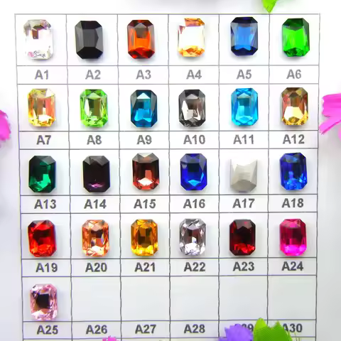Glass Crystal 4*6mm 6*8mm 8*10mm 10*14mm 13*18mm 18*25mm 18*27mm Colors Rectangle Shape Glue on Crys