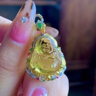 頂尖醇正金絲雀碧璽佛牌 18k金完美鑲嵌 雕工傳神精湛