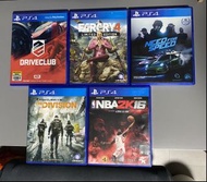 PS4 games driveclub farcry need for speed division 2k16