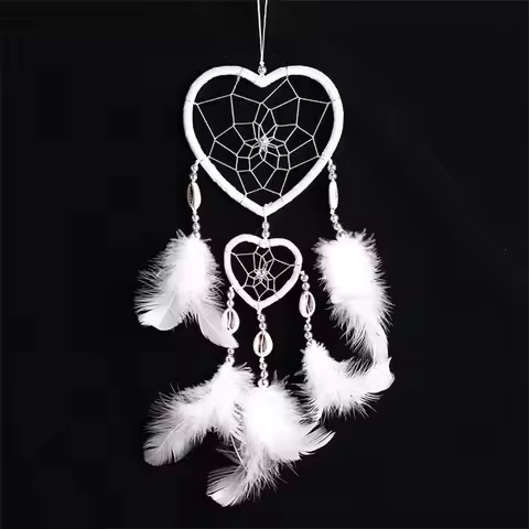 New Indian Ann Style Love Heart Feather Dream Catcher Wind Chimes Car Interior Wall Dream Catcher Or