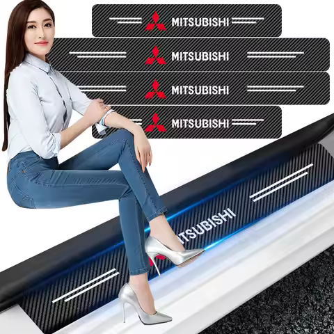 4Pcs Carbon Fiber Auto Door Threshold Waterproof Stickers Accessories For Mitsubishi ASX Lancer Outl