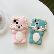 Cute 【Pink Green Dragon Baby】Phone Liquid Silicone Casing IPhone 14 Pro Max 13 Pro Max 12 Pro IPhone 11 Soft IPhone Cover