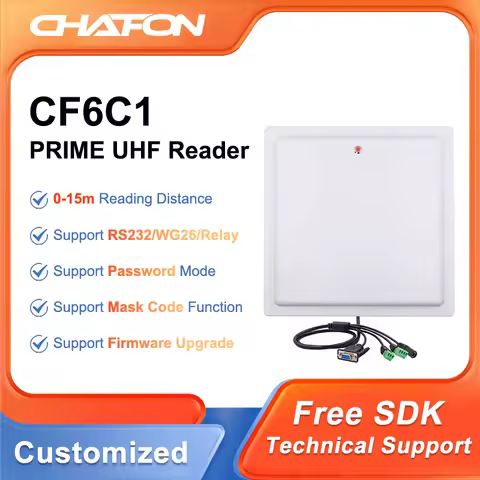 Chafon CF6C1 15m long range uhf rfid prime reader rs232 wg26 relay interface built-in 12dbi antenna 