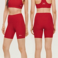 Holly Ribbed Biker Shorts (Red Ribbon) - The Flos Club กางเกงไบเกอร์ผ้าร่องเล็ก สีแดง