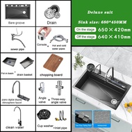 GUGA kitchen sink 304 stainless steel waterfall sink thickness 3.0MM single sink all-in-one digital 