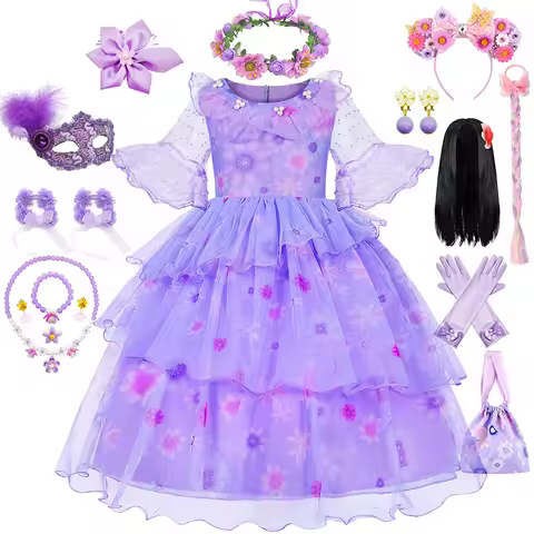 Birthday Charm Girls Isabella Costume Fluffy Purple Layered Frock Kids Fantasy Princess Dress Carniv