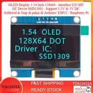 1.54" OLED Display Module (Blue) I2C - 128x64 - SSD1309 Driver