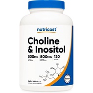 Nutricost Choline & Inositol Supplement (1,000mg) 240 Capsules - 500mg Choline, 500mg Inositol, GMO-