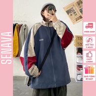 Women's and men's parachuteJacket Jacket with printed logo color combination, 2-layer bomber windJac