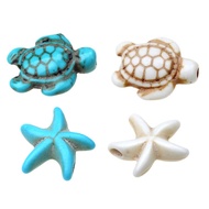 24pcs/batch Turtle Starfish White/Turquoise Blue Loose Green Stone Shape Beads for DIY Bracelet/Necklace Jewelry Discovery