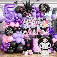 Kuromi Party Decor 81pcs Purple Balloons Set Including Kuromi Foil Balloons and 2D Backdrop Banner f