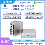 SZBOX S87/S76 AMD R7 8745HS R5 7640HS 2*DDR4 1*M.2 2280 1*M.2 2242 WiFi6 BT5.2 Gaming Office MINI PC