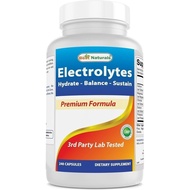 Best Naturals Electrolytes Hydrate-Balance- Sustain Premium Formula 240 Capsules. Gluten Free and.