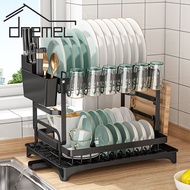 DREMEL 2 Layer Kitchen Countertop Dish Drying Rack Stainless Steel Dish Drainer Cutlery Storage Shelf