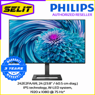 (SELIT TRADING) PHILIPS E Line Wide-View 242E2FA /69 24 (23.8" / 60.5 cm diag.), 1920 x 1080 (Full HD), IPS technology, W-LED system, VGA, DisplayPort &amp; HDMI (digital, HDCP) Input Monitor 3 Years Onsite Warranty With Philips Singapore.