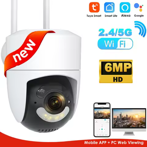 6MP Tuya WiFi Camera Outdoor 2.4G/5G Wifi Surveillance Camera Security Protection CCTV Smartlife Onv
