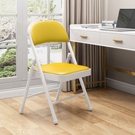 家用便攜折疊椅 簡易靠背辦公椅 會議便攜折疊凳 電腦折疊椅 宿舍簡易靠背椅 便攜家用會議椅 折疊電腦辦公椅 簡易家庭用餐椅凳（白黃）