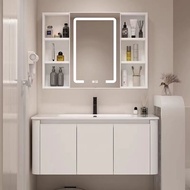 【SG Sellers】Bathroom Cabinet Mirror Cabinet  Bathroom Mirror Cabinet  Aluminum Bathroom Cabinet Basin Set Ceramic Sink with Mirror and Shelf Basin