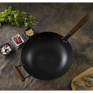 Cast Iron Woks 32cm 34cm Cauldron Non-stick Skillet Wok Bread Pizza Egg Stove Pancake for Home Cooki