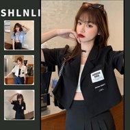 Summer Women's Thin Short Sleeved Blazer Jacket Korean Style Loose Black Short Blazer