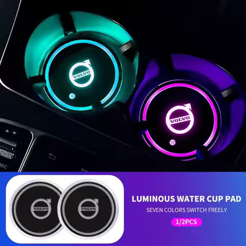 LED Luminous Car Water Cup Holder Coaster Lamps For Volvo AWD V60 V40 XC90 S60 XC60 S90 V90 CX70 XC4
