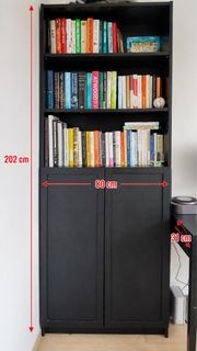 IKEA KALLAX Black Bookshelf with Doors