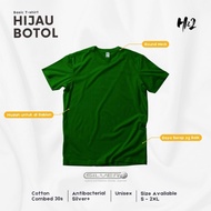 HIJAU HN2 Antibacterial Plain T-Shirt Bottle Green Adult Short Sleeve Premium Cotton Combed 30s SML-