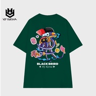 Ink Black Brird 744 HY KOREA loose-fitting unisex t-shirt for men and women.