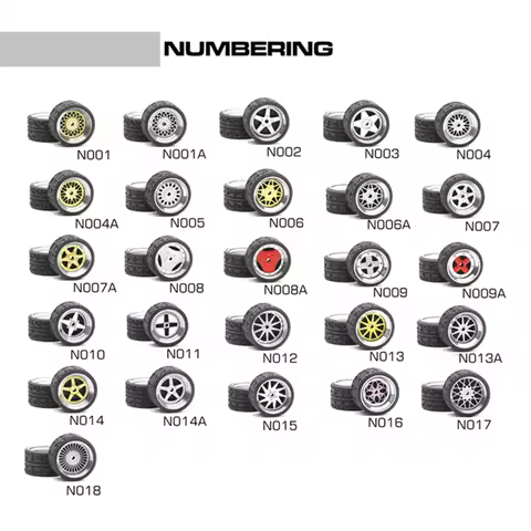 1/64 Hot Wheels Carlomo N-Class 1 Detail-up Sets Wheels With Rubber Tires Assembly Rims for Model Ca