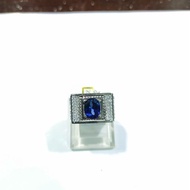 Cincin Pria King Blue Safir Emas Putih 750