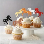 12/glitter Horse Cake Toppers Festive Dessert Table Party Decorations Baking Cake Picks H9q2