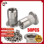 [DRHT] Nut Insert Thread 50Pcs Flat Head Insert Nut Nutsert Rivet Stainless Steel