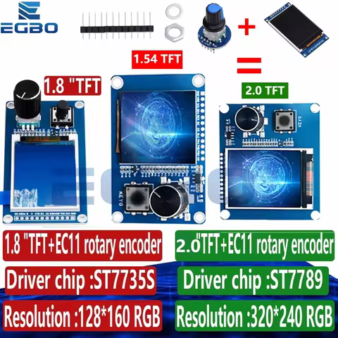 1.54/1.8 inch/2.0 inch/2.4 inch TFT display screen with EC11 rotary encoder combination module SPI i