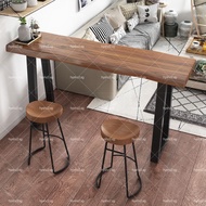 Coffee table Solid wood bar counter table, home balcony wall long and narrow table, commercial bar c