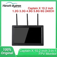 New Hawkeye 3in1 Captain X 10.2 inch 1.2G 3.3G 4.9G 5.8G 6G 240CH ( 8*3 DIY channel ) FPV Monitor wi