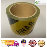 Black Yellow Warning Tape / Awas Tape / Barricade Tape / 75mm (3") X 3mm X 50 Meter